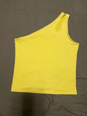Express Yellow One-Shoulder Tank Top